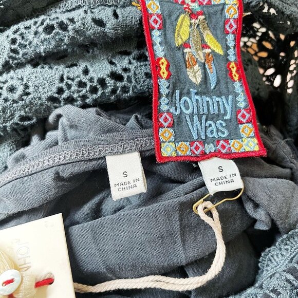 NEW Johnny Was Flower Getaway Mini Dress Women’s Small Embroidered Sanded Black - Picture 7 of 7